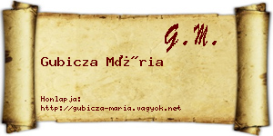 Gubicza Mária névjegykártya
