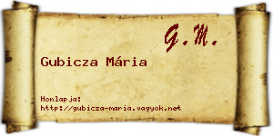 Gubicza Mária névjegykártya